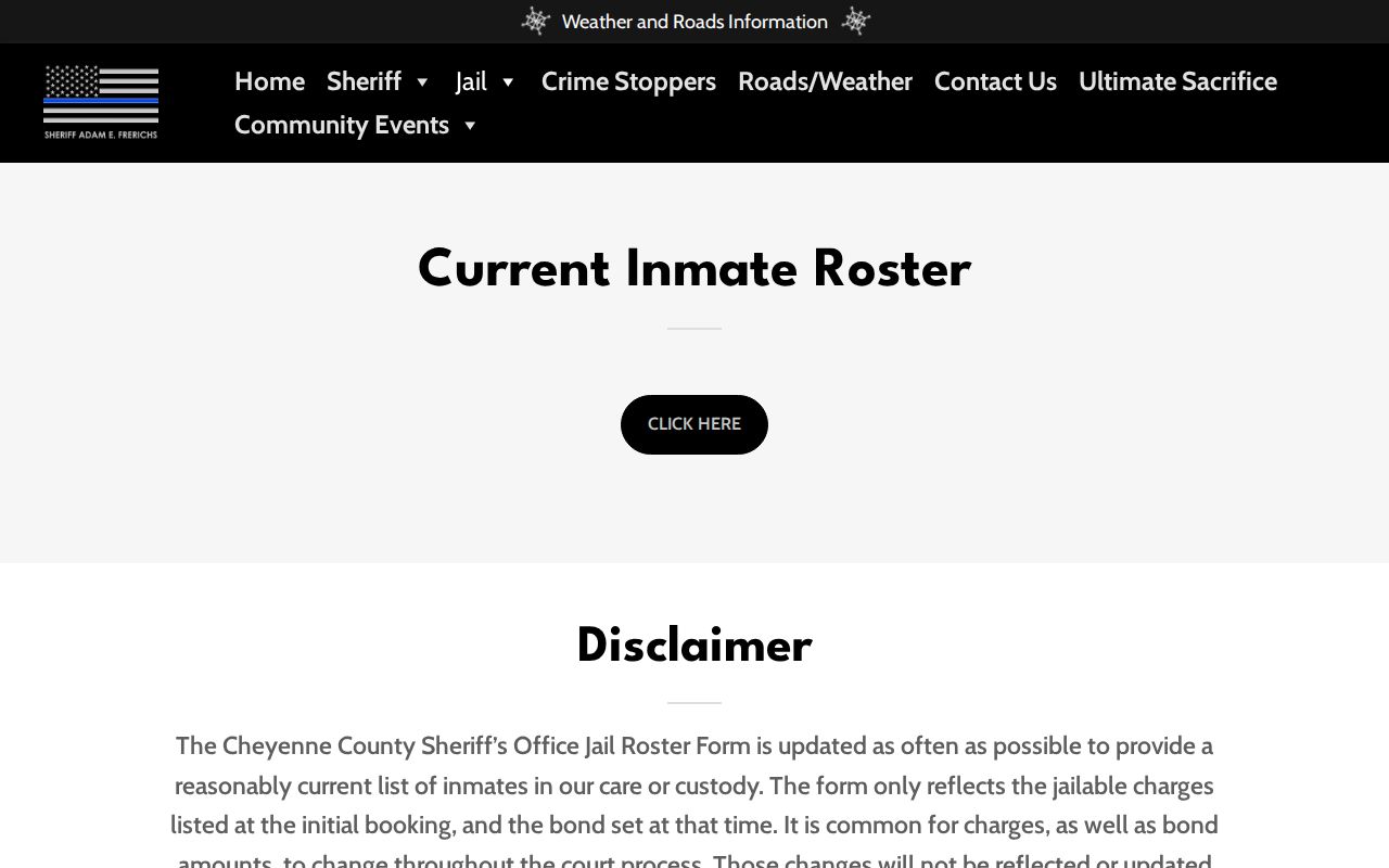 Cheyenne County active warrant search jail roster disclaimer