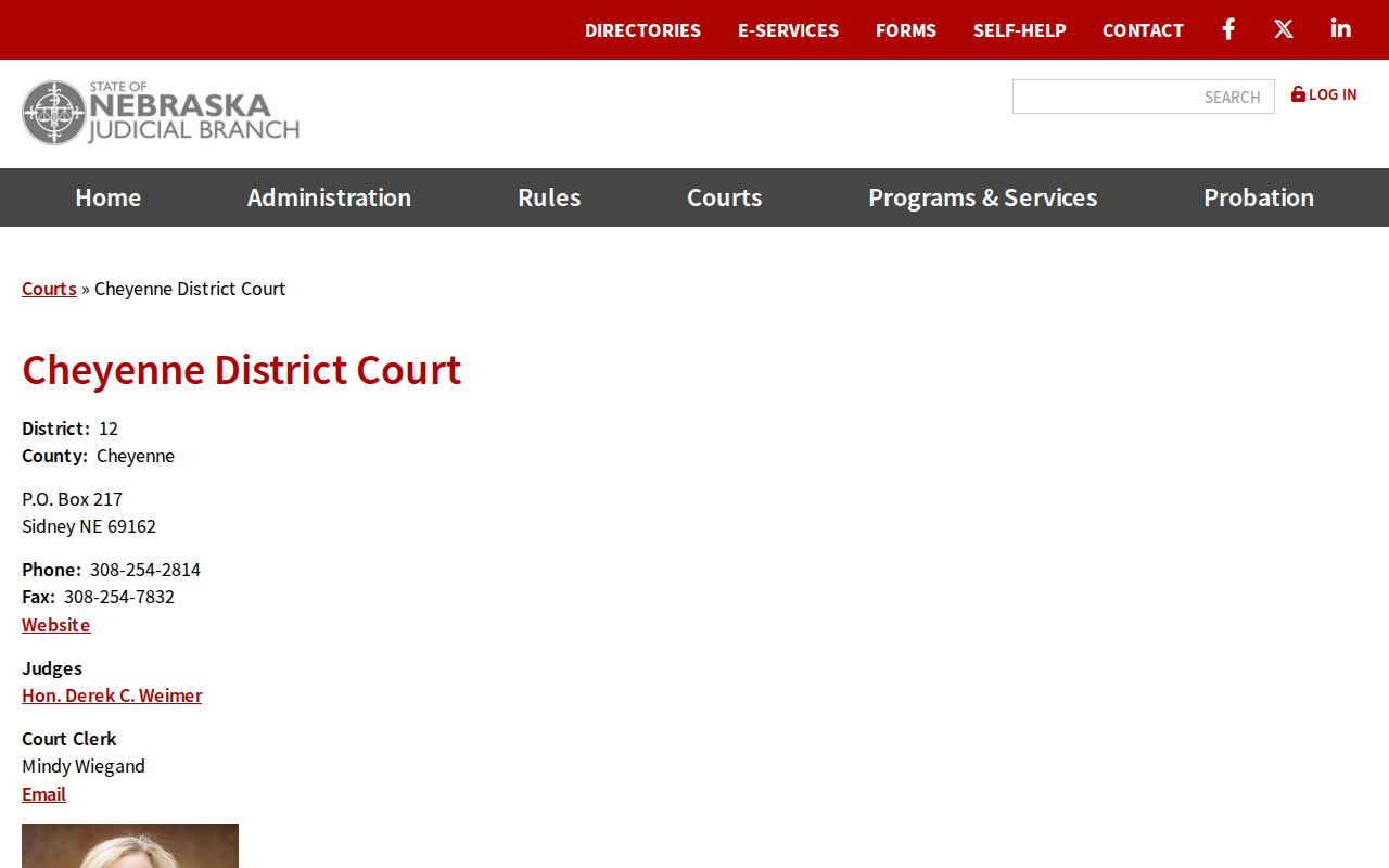 Cheyenne County warrant check District Court source