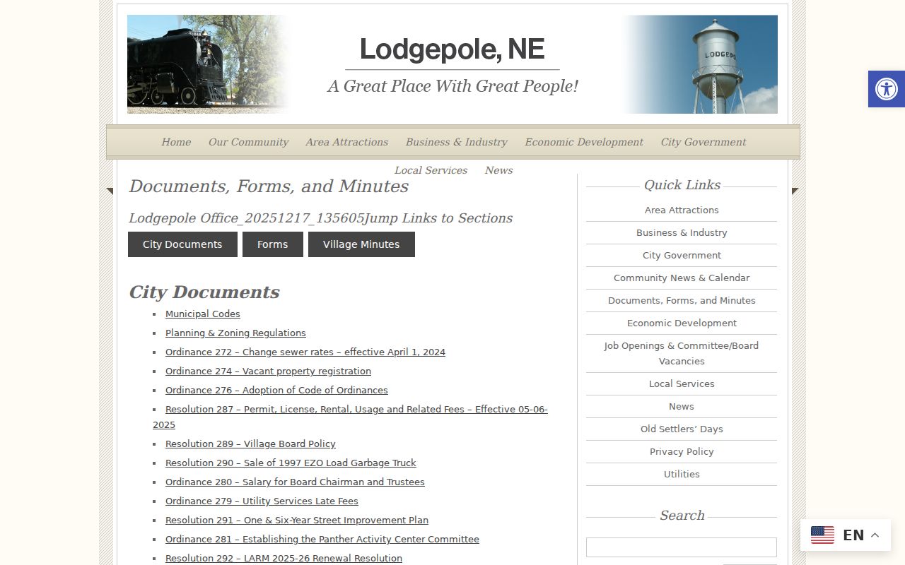 Lodgepole warrant records municipal public request form