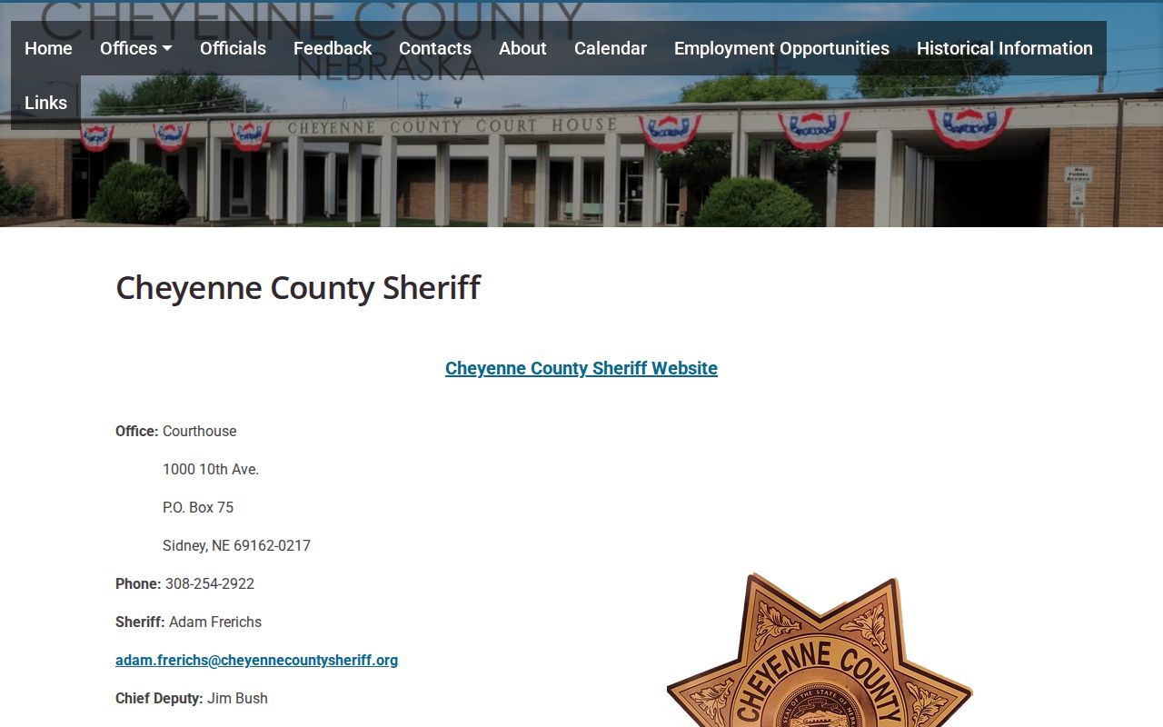 Cheyenne County warrant records Sheriff contact source
